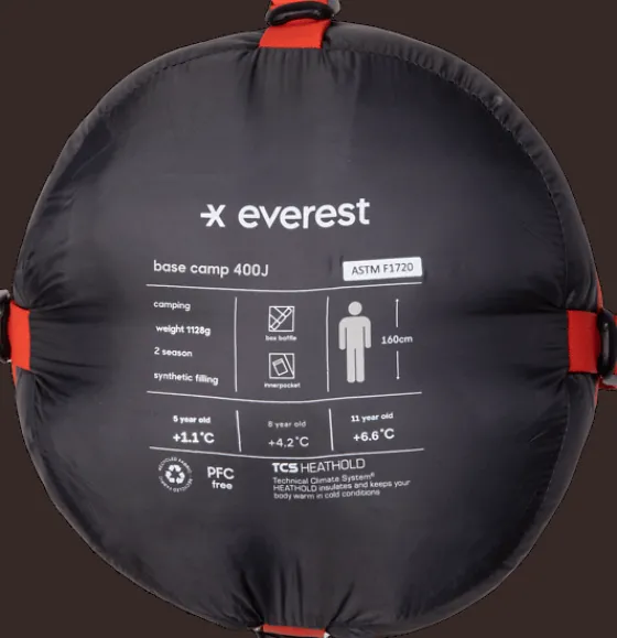 Sovsäckar>Everest Outdoor J Base Camp 400 DARK ORANGE/BLACK