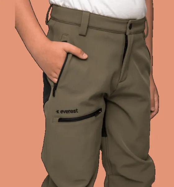 Vandringsbyxor|Vandringsbyxor>Everest Outdoor J Lt Softshell Pnt MUDD GREEN