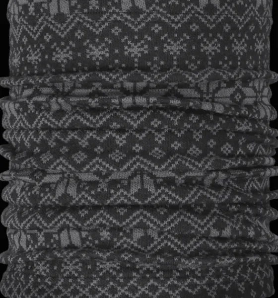 Halsduk>Everest Outdoor Jacquard Wool Neck Warmer DARK GREY/BLACK