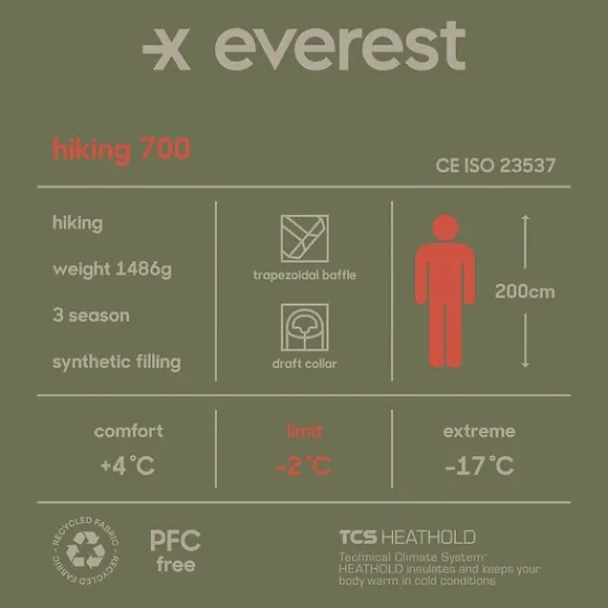 Sovsäckar>Everest Outdoor M Hike Sb 700 DARK GREEN/BEIGE