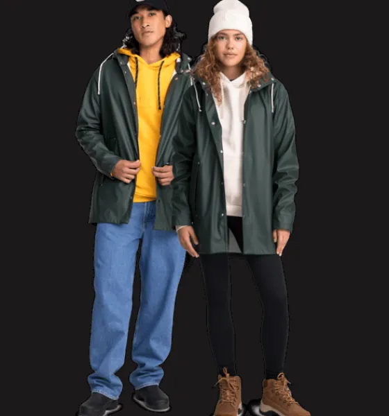 Regnjackor|Tunna Jackor>Everest Outdoor U Rain Coat 2 DARK GREEN