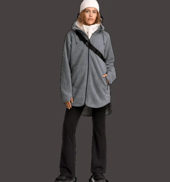 Tröjor & T-Shirts|Tröjor>Everest Outdoor W Pile Long Hood GREY MELANGE