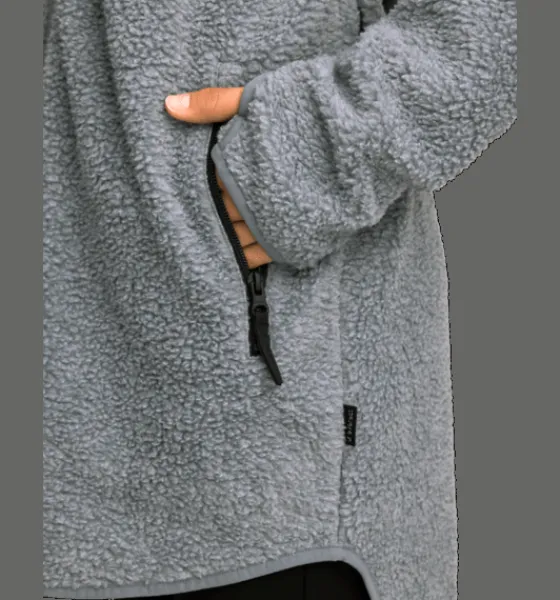 Tröjor & T-Shirts|Tröjor>Everest Outdoor W Pile Long Hood GREY MELANGE