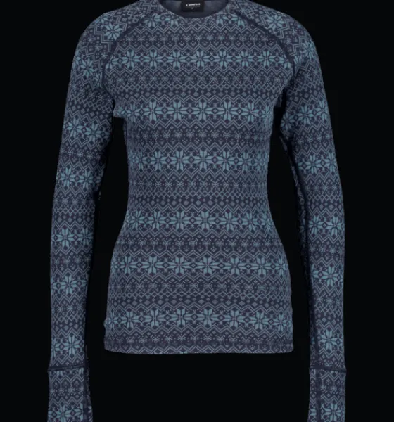 Tröjor & T-Shirts>Everest Outdoor W Wool Underwear Shirt 2 NAVY PATTERN